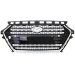 Grille de calandre, noir brillant et chromée, avec sigle