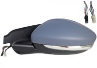 Rétroviseur gauche, complet, électrique, glace convexe, chauffant, à peindre, avec clignotant, rabattable électriquement, 4 pins 6 pins